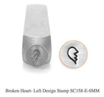 Broken Heart-Left Design Stamp, 6MM